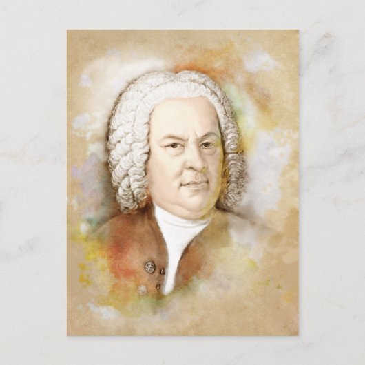 Johann Sebastian Bach Portrait in beige Postkarte (Vorderseite)