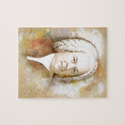 Johann Sebastian Bach Portrait in beige Puzzle (Horizontal)