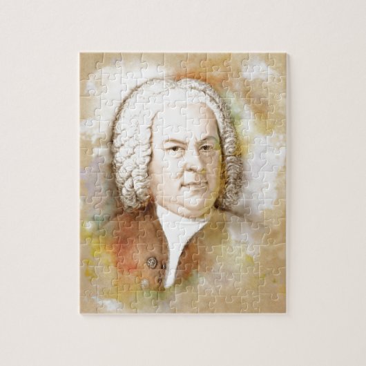 Johann Sebastian Bach Portrait in beige Puzzle (Vertikal)