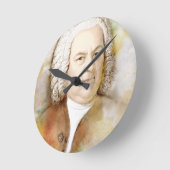 Johann Sebastian Bach Portrait in beige Runde Wanduhr (Winkel)