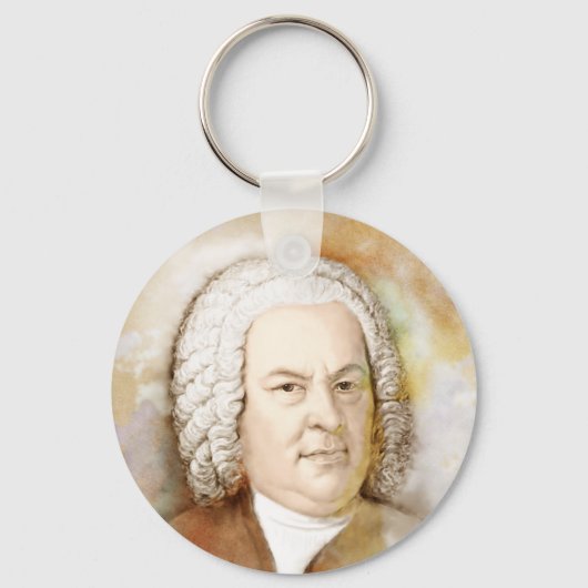 Johann Sebastian Bach Portrait in beige Schlüsselanhänger (Vorderseite)