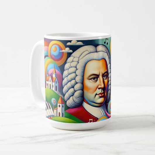 Johann Sebastian Bach: Portrait in einem modernen Kaffeetasse (Vorderseite Links)