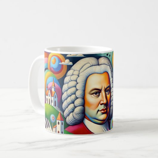 Johann Sebastian Bach: Portrait in einem modernen Kaffeetasse (Vorderseite Links)