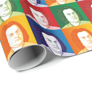 Johann Sebastian Bach Portrait in vier Farben Geschenkpapier