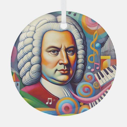 Johann Sebastian Bach Portrait Ornament Aus Glas (Vorderseite)
