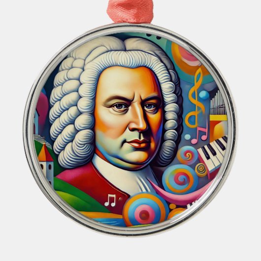 Johann Sebastian Bach Portrait Ornament Aus Metall (Vorne)