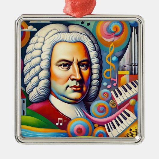 Johann Sebastian Bach Portrait Ornament Aus Metall (Vorne)