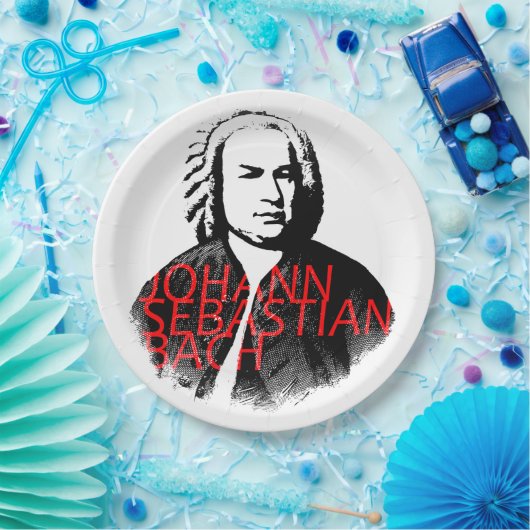 Johann Sebastian Bach Portrait und rote Briefe Pappteller (Party)