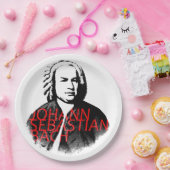 Johann Sebastian Bach Portrait und rote Briefe Pappteller (Party)