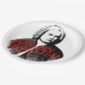 Johann Sebastian Bach Portrait und rote Briefe Pappteller (Schrägansicht)