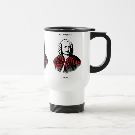 Johann Sebastian Bach Portrait und rote Briefe Reisebecher (Rechts)