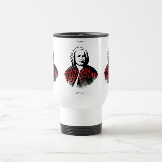 Johann Sebastian Bach Portrait und rote Briefe Reisebecher (Mittel)