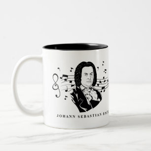 Johann Sebastian Bach Porträt und Büste mit Noten Zweifarbige Tasse
