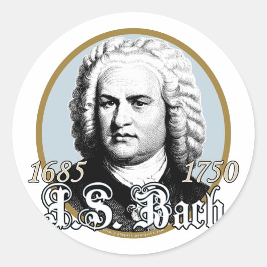 Johann Sebastian Bach Runder Aufkleber (Vorderseite)