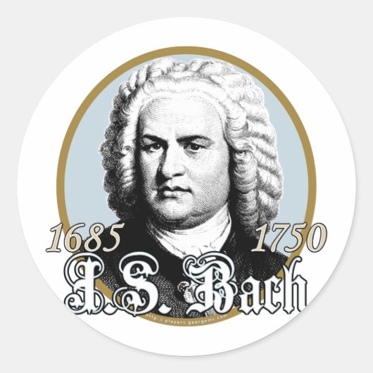 Johann Sebastian Bach Runder Aufkleber (Vorderseite)