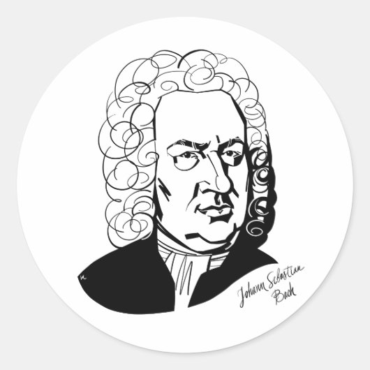 Johann Sebastian Bach Runder Aufkleber (Vorderseite)