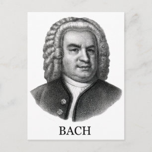 Johann Sebastian Bach, schwarz Postkarte