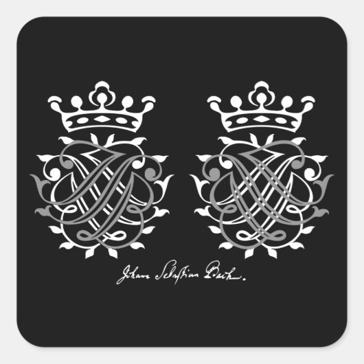 Johann Sebastian Bach Siegel Quadratischer Aufkleber (Vorderseite)