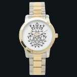 Johann Sebastian Bach Siegel Wappen Monogram Insig Armbanduhr<br><div class="desc">Johann Sebastian Bach Geschenke sind Musikgeschenke: Das Siegel / Insignien / Wappen / Monogramm von Johann Sebastian Bach selbst entworfen. Die Krone im Siegel hatte 7 Buttone für 250 Jahre. Heute wissen wir,  dass die Krone nur 5 Buttone zeigt.</div>
