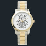 Johann Sebastian Bach Siegel Wappen Monogram Insig Armbanduhr<br><div class="desc">Johann Sebastian Bach Geschenke sind Musikgeschenke: Das Siegel / Insignien / Wappen / Monogramm von Johann Sebastian Bach selbst entworfen. Die Krone im Siegel hatte 7 Buttone für 250 Jahre. Heute wissen wir,  dass die Krone nur 5 Buttone zeigt.</div>