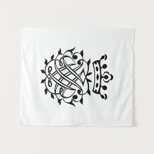 Johann Sebastian Bach Siegel Wappen Monogram Insig Wandteppich (Vorderseite (Horizontal))