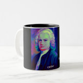 Johann- Sebastian Bach und Zitat-Kaffee-Tasse Zweifarbige Tasse (Vorderseite Links)