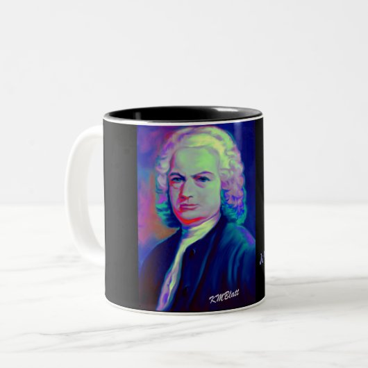Johann- Sebastian Bach und Zitat-Kaffee-Tasse Zweifarbige Tasse (Vorderseite Links)