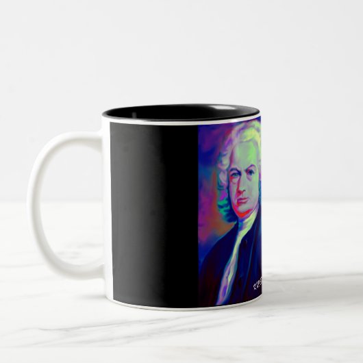 Johann- Sebastian Bach und Zitat-Kaffee-Tasse Zweifarbige Tasse (Links)