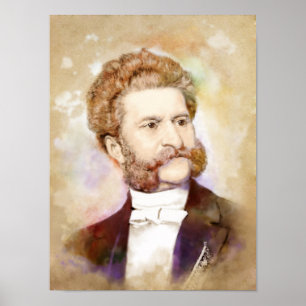 Johann Strauß (Sohn) Portrait im Aquarellstil Poster