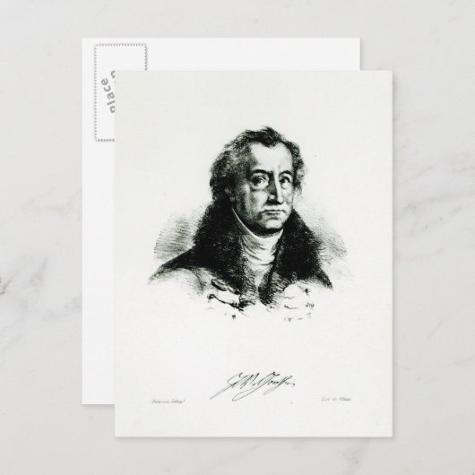 Johann Wolfgang Goethe in Gravur von Delacroix Postkarte (Vorne/Hinten)