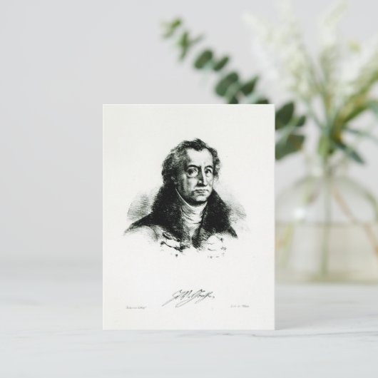 Johann Wolfgang Goethe in Gravur von Delacroix Postkarte (Stehend Vorderseite)