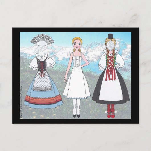 Johanna of Switzerland Paper Doll Postcard Postkarte (Vorderseite)
