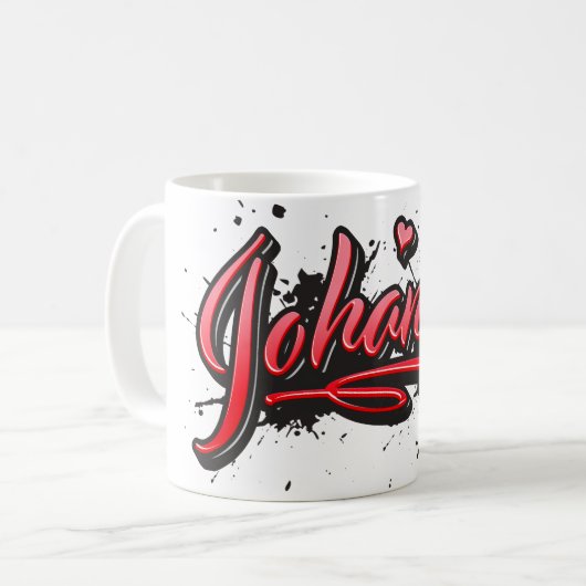 Johanna red Heart Graffiti Tasse Kaffeetasse (Vorderseite Links)