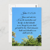 Johannes 11:25,26 Jesus sprach zu ihr, ich bin der Postkarte (Vorne/Hinten)
