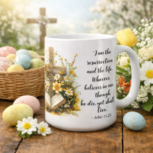 Johannes 11,25 Auferstehungs-Schrift Kunst  Kaffeetasse