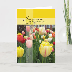 Johannes 11 Froher Auferstehungssonntag Kreuz Tulp Karte