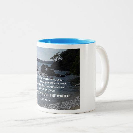 Johannes 16:33 Dies alles, was ich zu euch gesproc Zweifarbige Tasse (VorderseiteRechts)