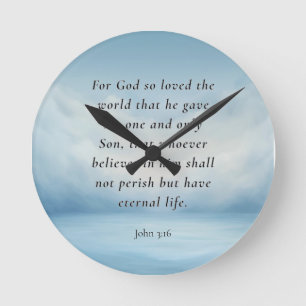 Johannes 3:16 Bibelvers Bild Runde Wanduhr