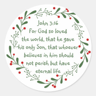 Johannes 3,16 Denn also hat Gott die Welt Weihnach Runder Aufkleber