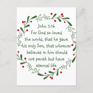 Johannes 3:16 Denn Gott hat die Welt so sehr gelie Postkarte