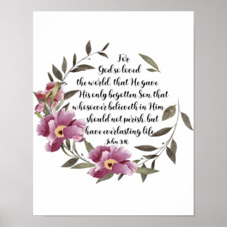 Johannes 3:16 Denn Gott liebte die Welt, Schrift Poster