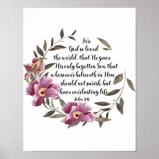 Johannes 3:16 Denn Gott liebte die Welt, Schrift Poster (Vorne)