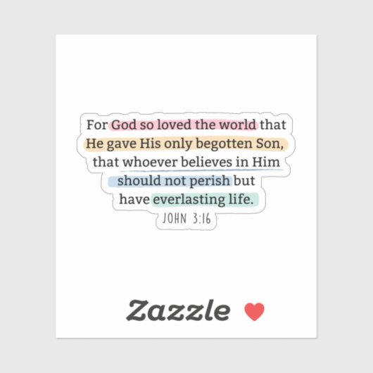 Johannes 3:16 Denn so liebte Gott die Welt Aufkleber (Blatt)
