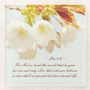 Johannes 3:16 Gott so liebte die Welt, Schrift Glasuntersetzer