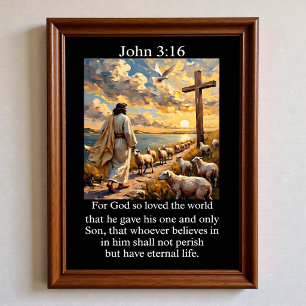 Johannes 3,16 Guter Hirte Kreuz Heiliger Geist Tau Poster