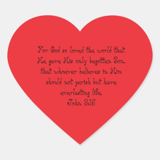 Johannes 3:16 Herz-Aufkleber (Vorderseite)