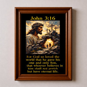 Johannes 3,16 Jesus Dornenkrone Leeres Grab Kalvar Poster