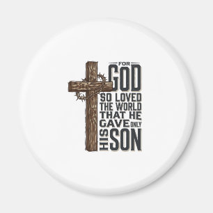 Johannes 3_16 Kreuz Vintage-Gravur Christliches De Magnet