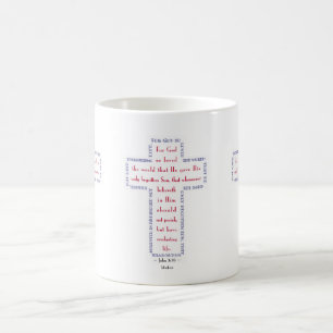 Johannes 3:16 Rot-Weiß-Blaues Kreuz Kaffeetasse