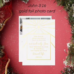 Johannes 3:16 Schrift Weihnachten Foto Gold Folien Feiertagskarte